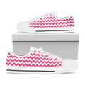 Pink And White Chevron Pattern Print White Low Top Sneakers