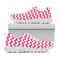 Pink And White Chevron Pattern Print White Running Shoes