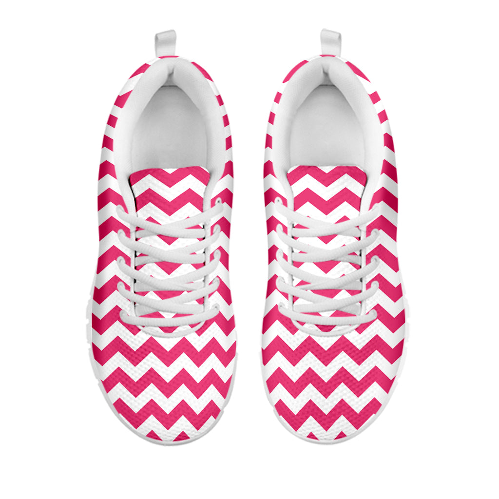 Pink And White Chevron Pattern Print White Sneakers