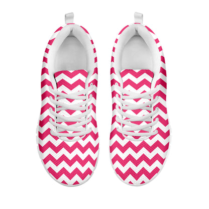 Pink And White Chevron Pattern Print White Sneakers