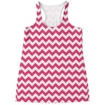 Pink And White Chevron Pattern Print Women's Racerback Tank Top