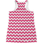 Pink And White Chevron Pattern Print Women's Racerback Tank Top