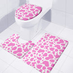 Pink And White Cow Print 3 Piece Bath Mat Set