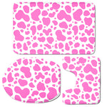 Pink And White Cow Print 3 Piece Bath Mat Set