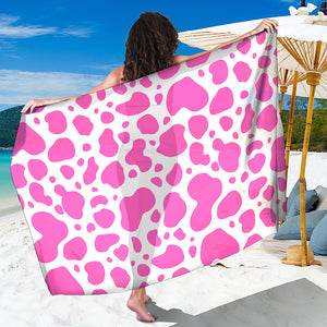 Pink And White Cow Print Beach Sarong Wrap