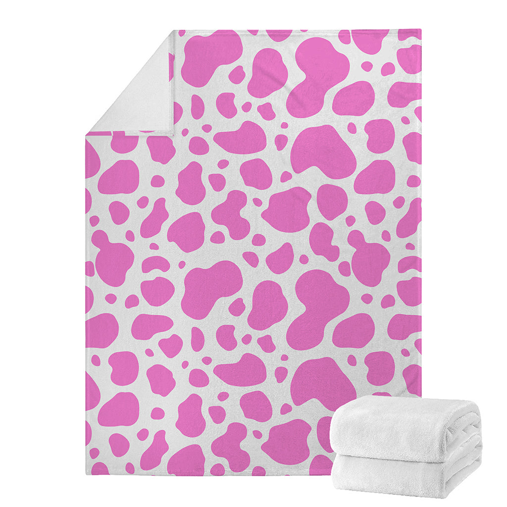 Pink And White Cow Print Blanket