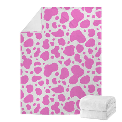 Pink And White Cow Print Blanket