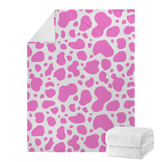 Pink And White Cow Print Blanket