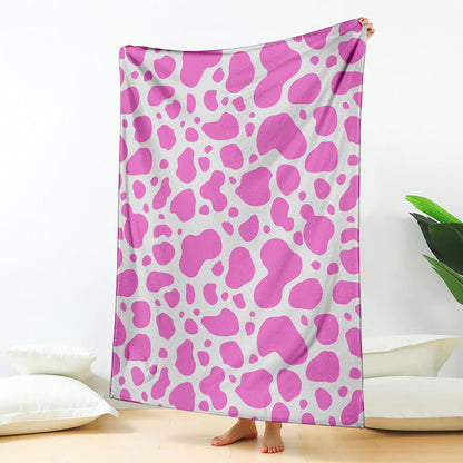 Pink And White Cow Print Blanket