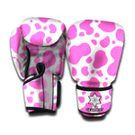 Pink And White Cow Print Boxing Gloves