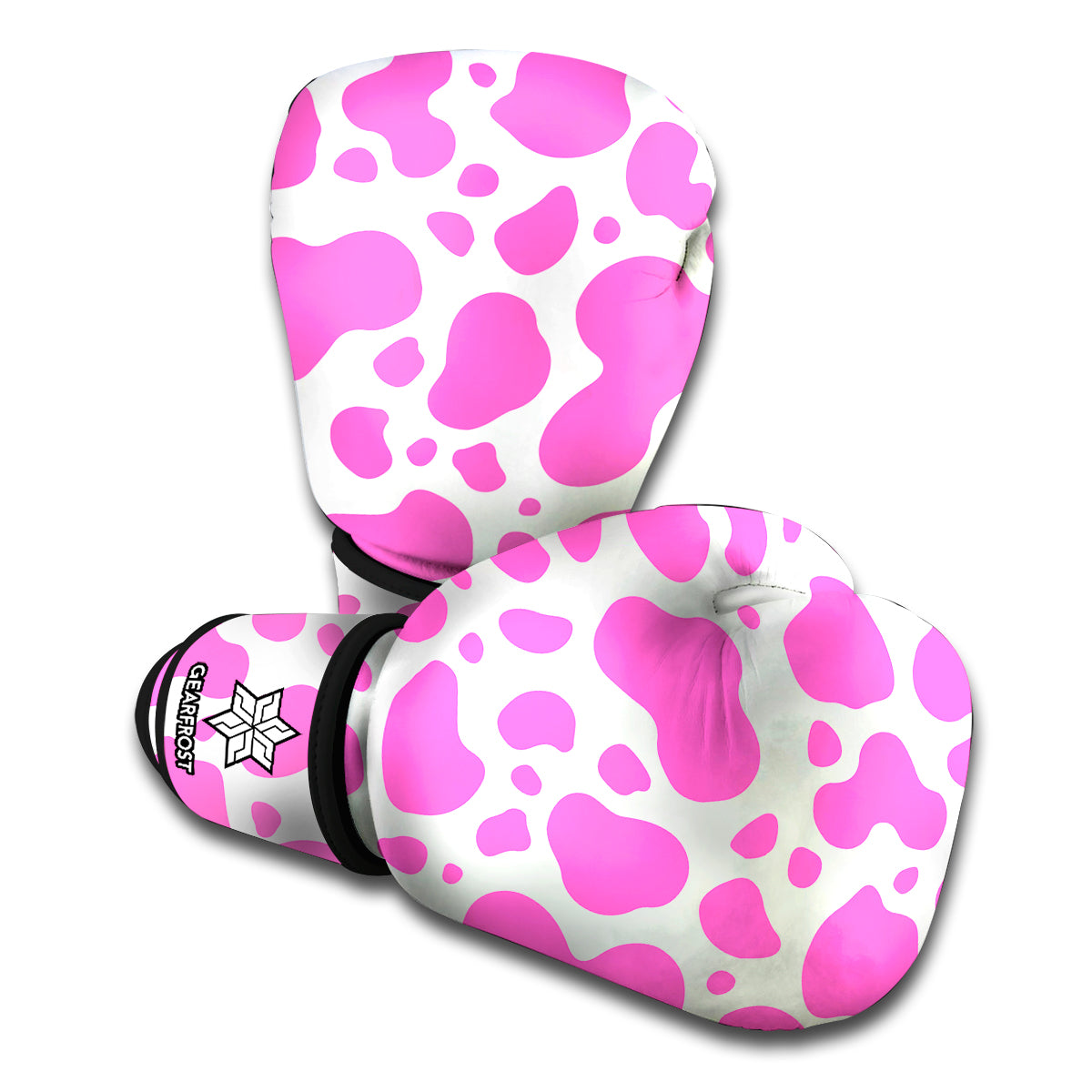 Pink And White Cow Print Boxing Gloves