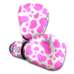 Pink And White Cow Print Boxing Gloves