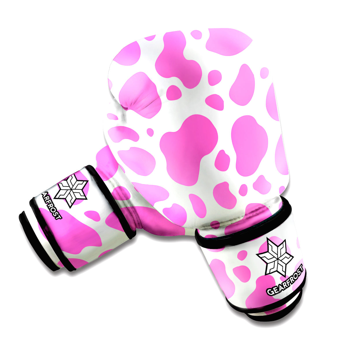 Pink And White Cow Print Boxing Gloves