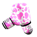 Pink And White Cow Print Boxing Gloves