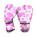 Pink And White Cow Print Boxing Gloves