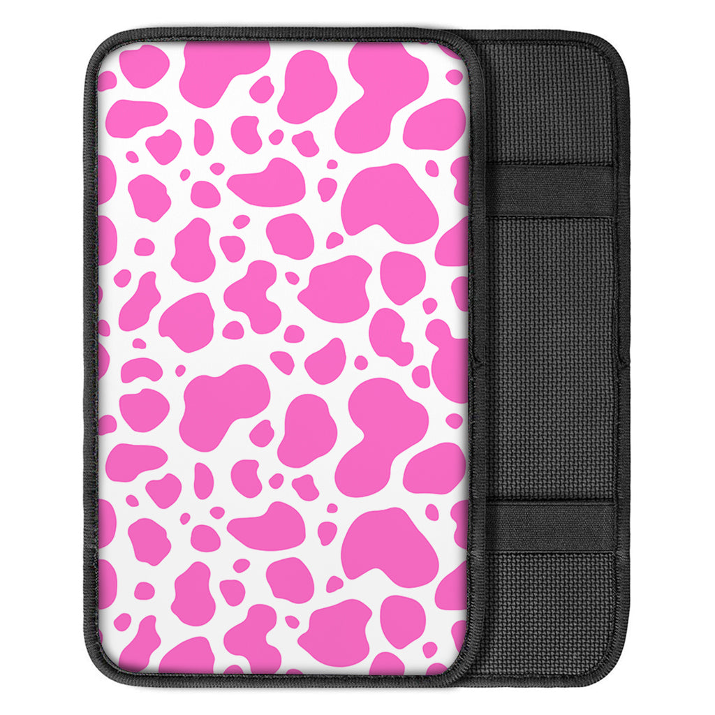 Pink And White Cow Print Car Center Console Cover