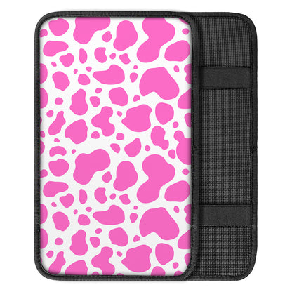 Pink And White Cow Print Car Center Console Cover