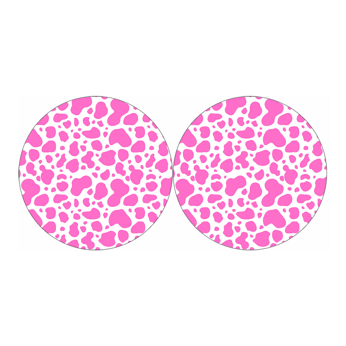 Pink And White Cow Print Car Coasters