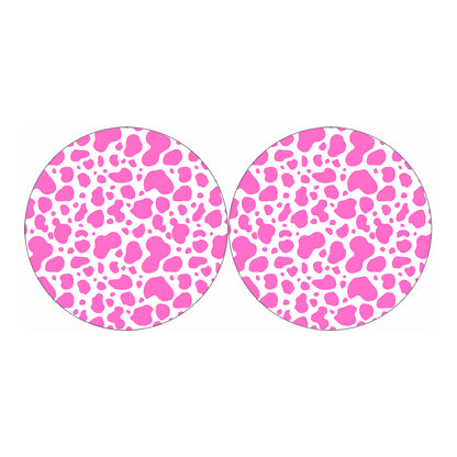 Pink And White Cow Print Car Coasters