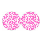 Pink And White Cow Print Car Coasters
