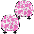 Pink And White Cow Print Car Headrest Covers