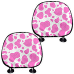 Pink And White Cow Print Car Headrest Covers