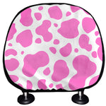 Pink And White Cow Print Car Headrest Covers