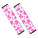 Pink And White Cow Print Car Seat Belt Covers