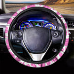 Pink And White Cow Print Car Steering Wheel Cover