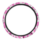 Pink And White Cow Print Car Steering Wheel Cover