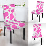 Pink And White Cow Print Dining Chair Slipcover