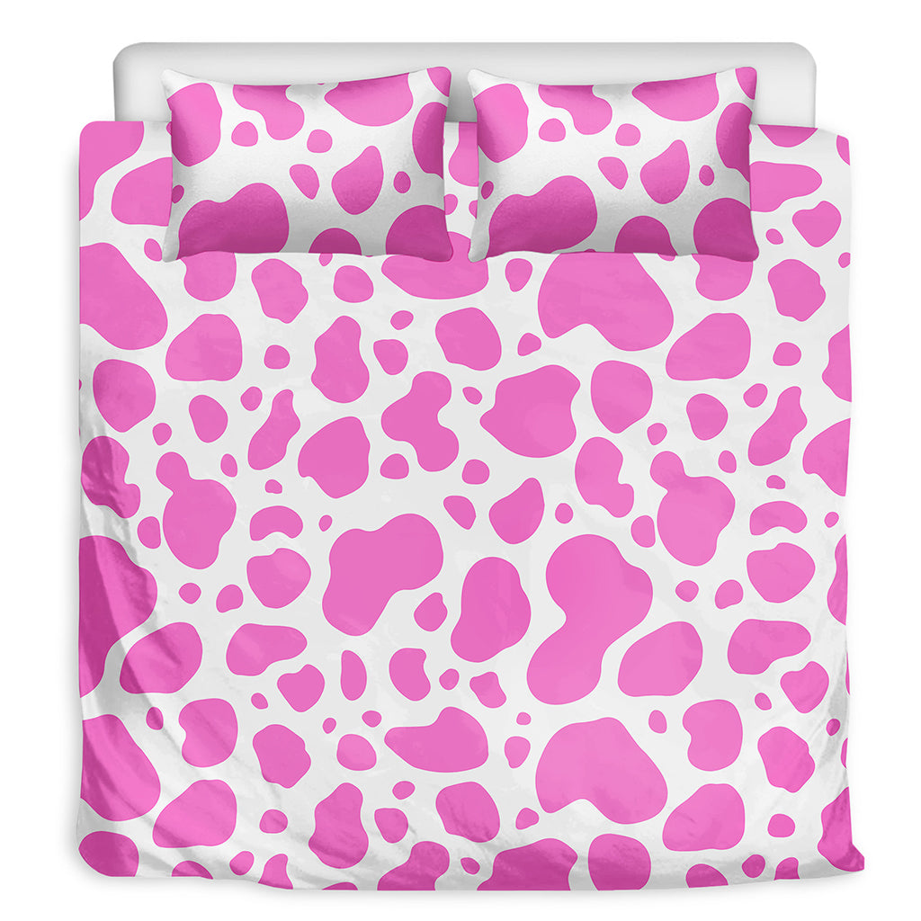 Pink And White Cow Print Duvet Cover Bedding Set