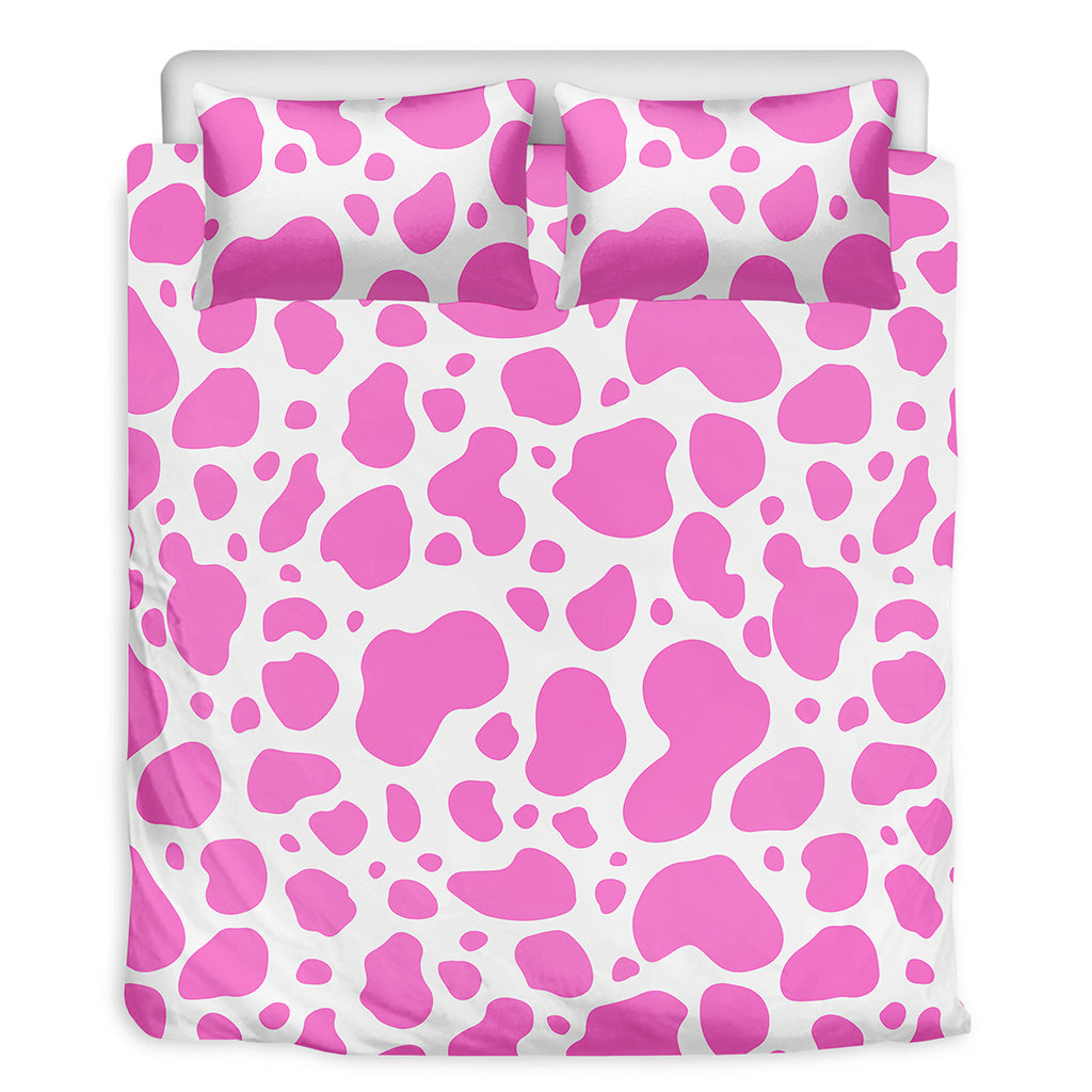 Pink And White Cow Print Duvet Cover Bedding Set