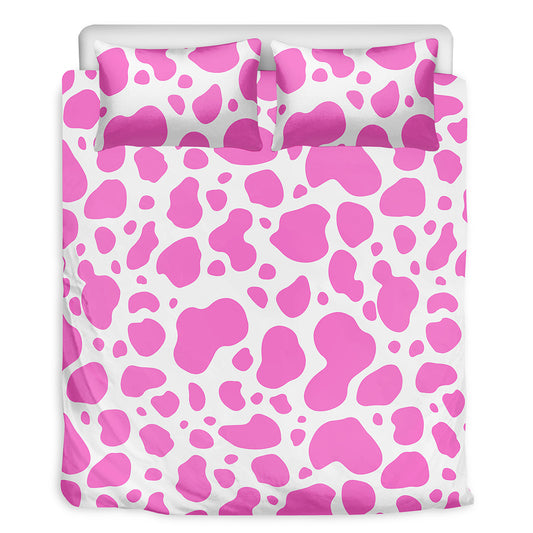 Pink And White Cow Print Duvet Cover Bedding Set