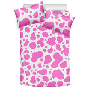 Pink And White Cow Print Duvet Cover Bedding Set