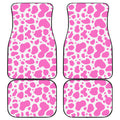 Pink And White Cow Print Front and Back Car Floor Mats