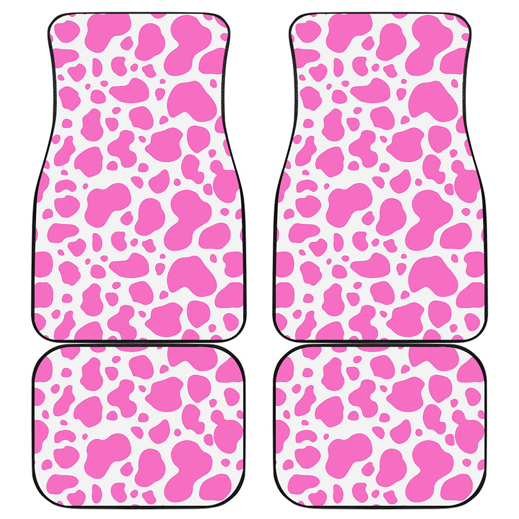 Pink And White Cow Print Front and Back Car Floor Mats