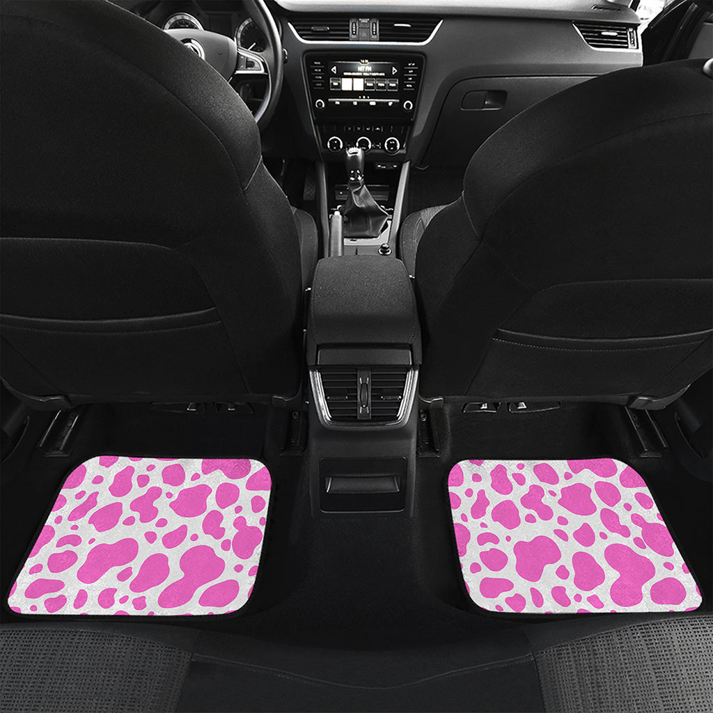 Pink And White Cow Print Front and Back Car Floor Mats
