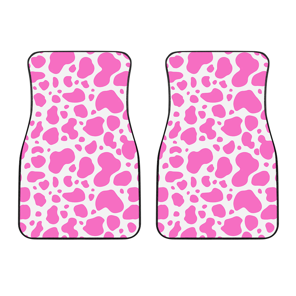 Pink And White Cow Print Front Car Floor Mats
