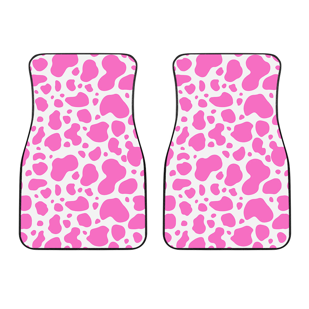 Pink And White Cow Print Front Car Floor Mats