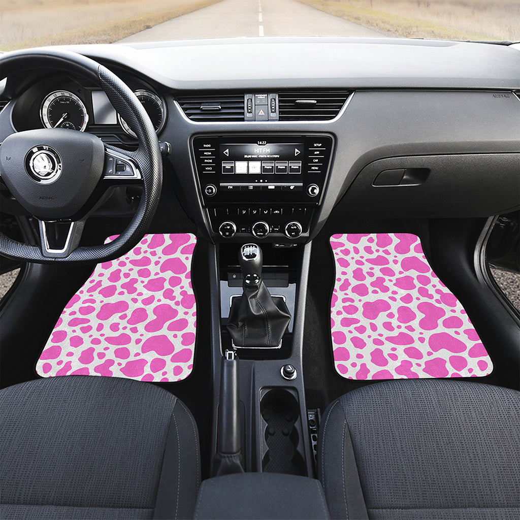Pink And White Cow Print Front Car Floor Mats
