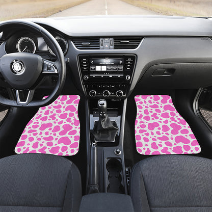 Pink And White Cow Print Front Car Floor Mats
