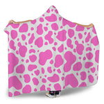 Pink And White Cow Print Hooded Blanket