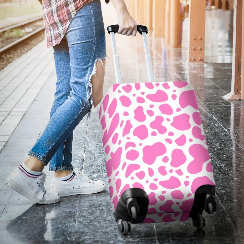 Pink And White Cow Print Luggage Cover GearFrost