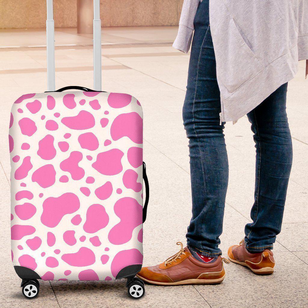 Pink And White Cow Print Luggage Cover GearFrost