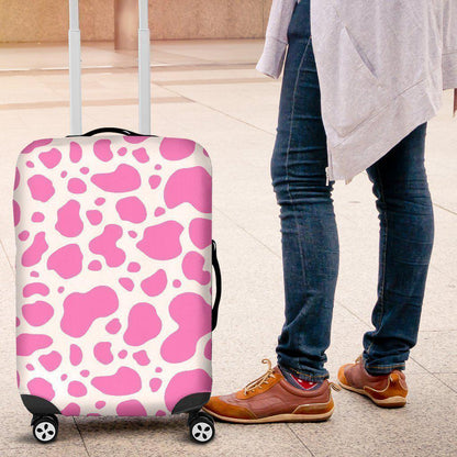 Pink And White Cow Print Luggage Cover GearFrost