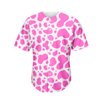 Pink And White Cow Print Men's Baseball Jersey