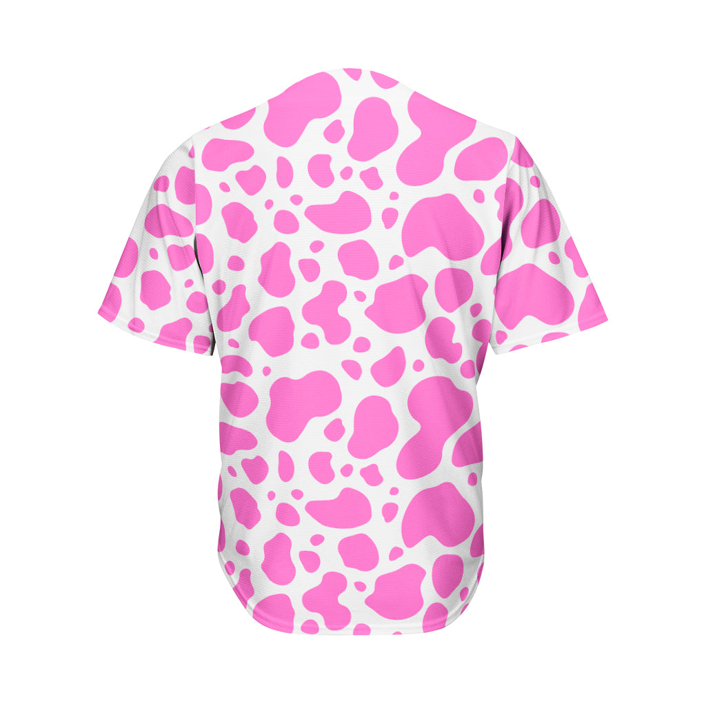 Pink And White Cow Print Men's Baseball Jersey