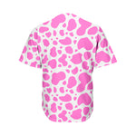 Pink And White Cow Print Men's Baseball Jersey