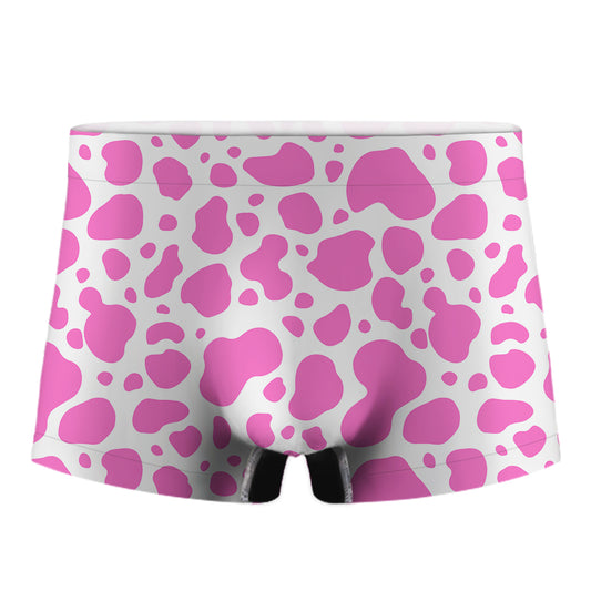 Pink And White Cow Print Men's Boxer Briefs